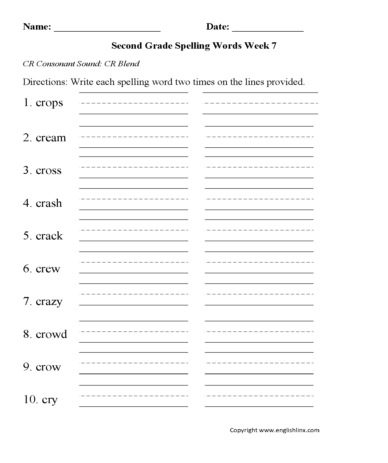 spelling worksheet 2nd grade