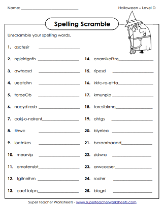 spelling worksheet 4th grade
