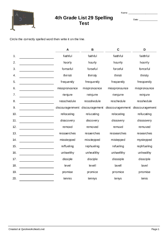 spelling worksheet 4th grade