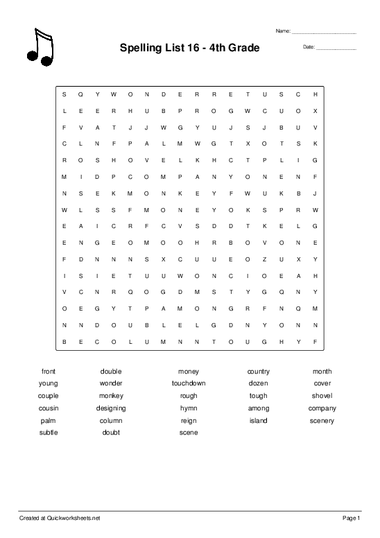 spelling worksheet 4th grade