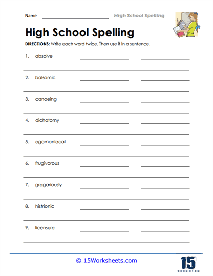 High School Spelling Worksheets - 15 Worksheets Library