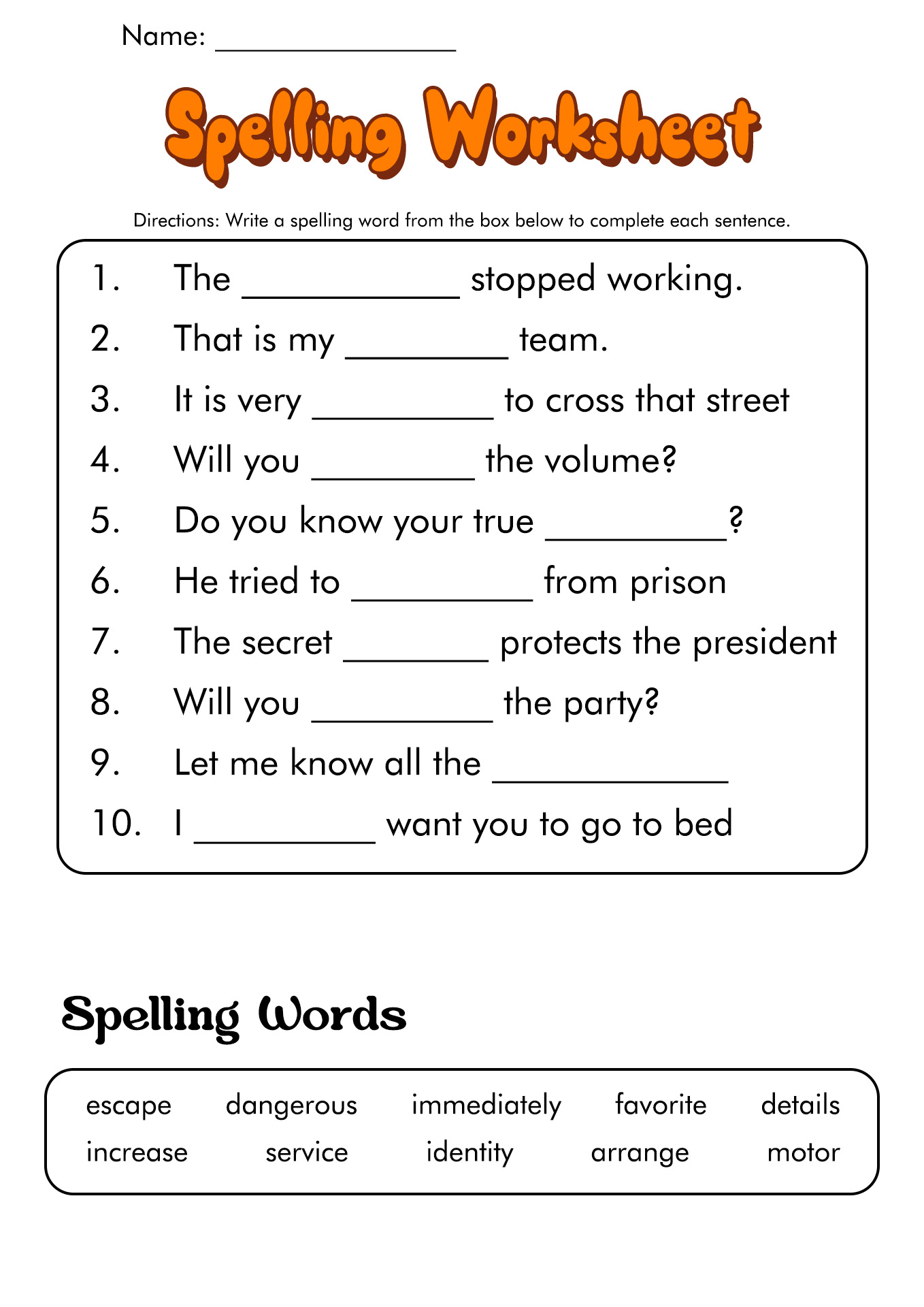 spelling worksheet 6th grade