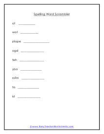 1st Grade Spelling Worksheets