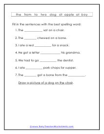 spelling worksheet for 1st grade