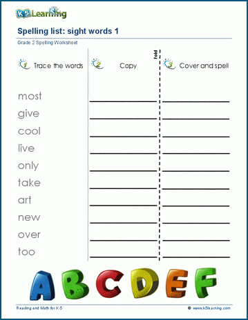 spelling worksheet for 2nd grade