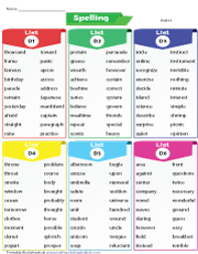 Fourth Grade Spelling Worksheets