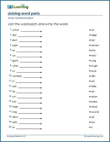 Joining word parts worksheets | Worsheets library