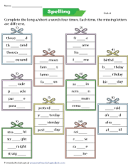 spelling worksheet for 4th grade