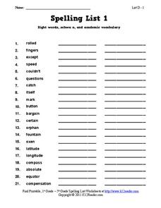 spelling worksheet for 4th grade