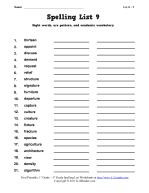 spelling worksheet for 4th graders
