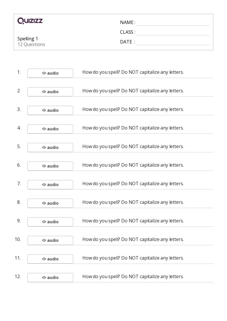 spelling worksheet for 5th grade