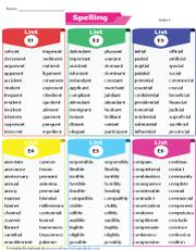 Fifth Grade Spelling Worksheets
