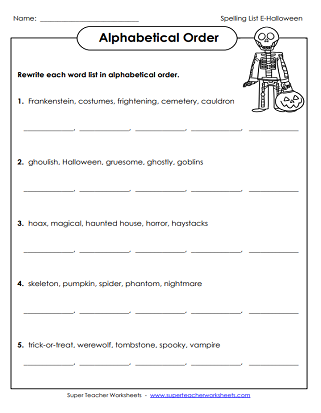 Halloween Spelling (5th Grade)