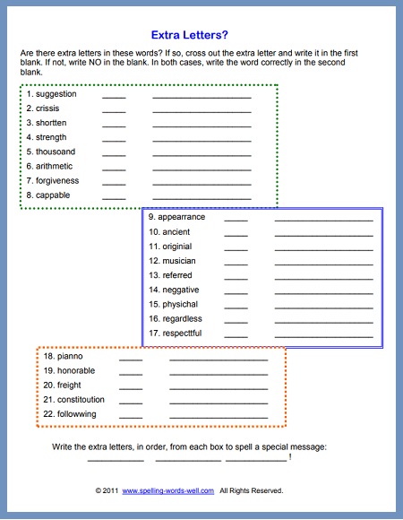 spelling worksheet for grade 6