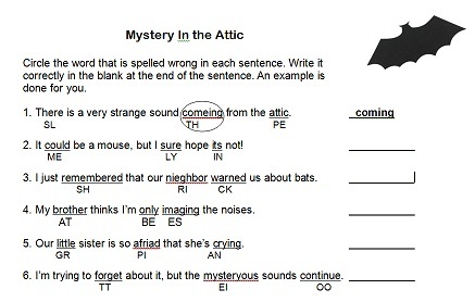 spelling worksheet for middle school