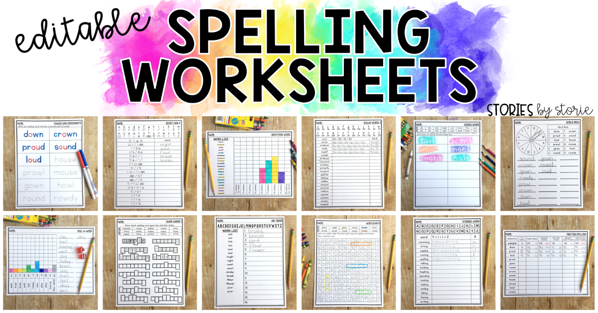 Editable Spelling Worksheets for the Primary Classroom