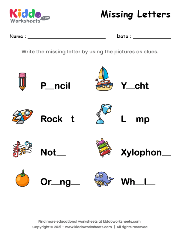 Free Printable Missing Letters a,e Worksheet - kiddoworksheets