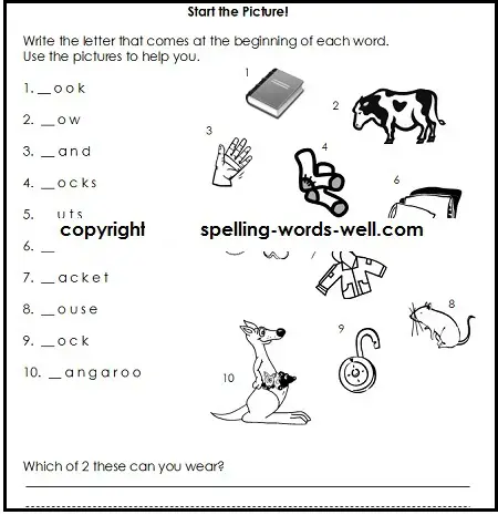 spelling worksheet grade 1