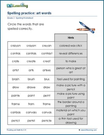 spelling worksheet grade 2