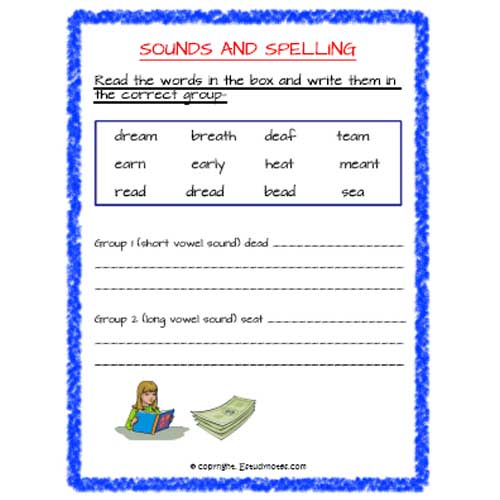 English SOUND AND SPELLING Worksheet 3 Grade 2