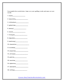 6th Grade Spelling Worksheets