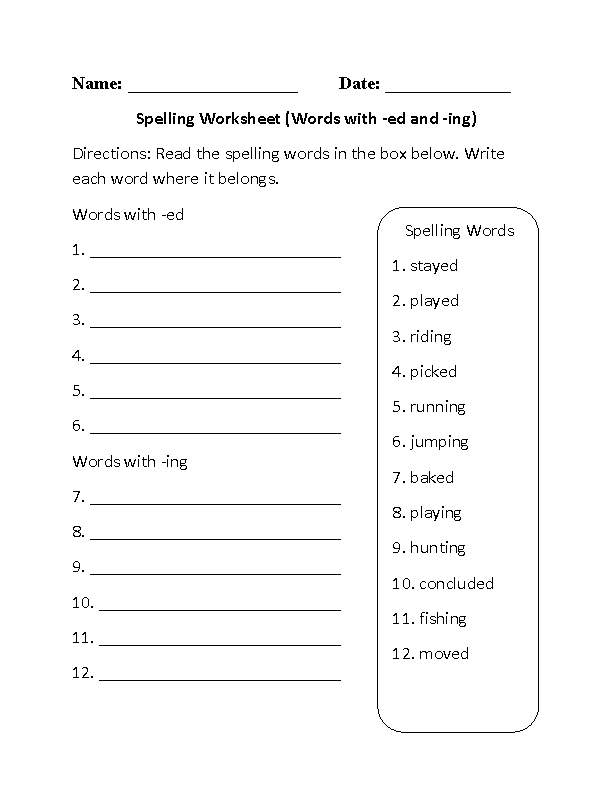 Spelling Worksheets | General Spelling Worksheets