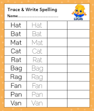 Free Printable Worksheets for Kids - Spelling Practice