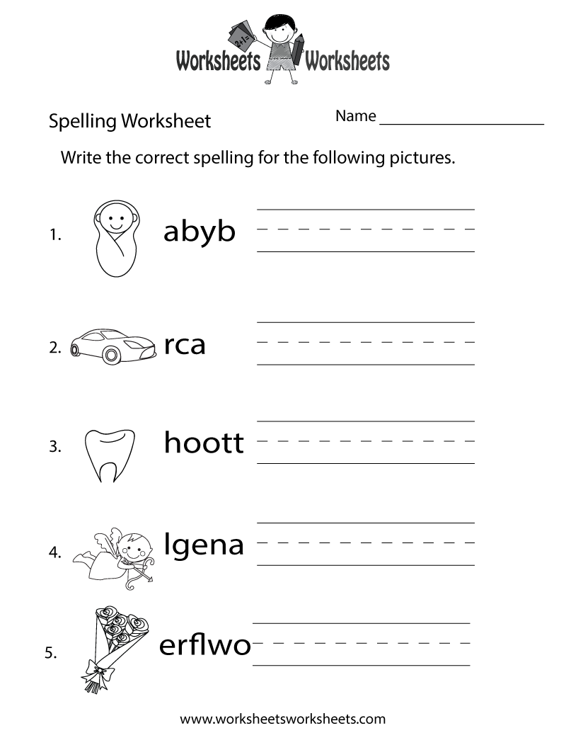 spelling worksheet to print