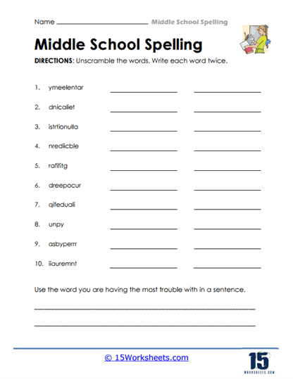 Middle School Spelling Worksheets - 15 Worksheets Library