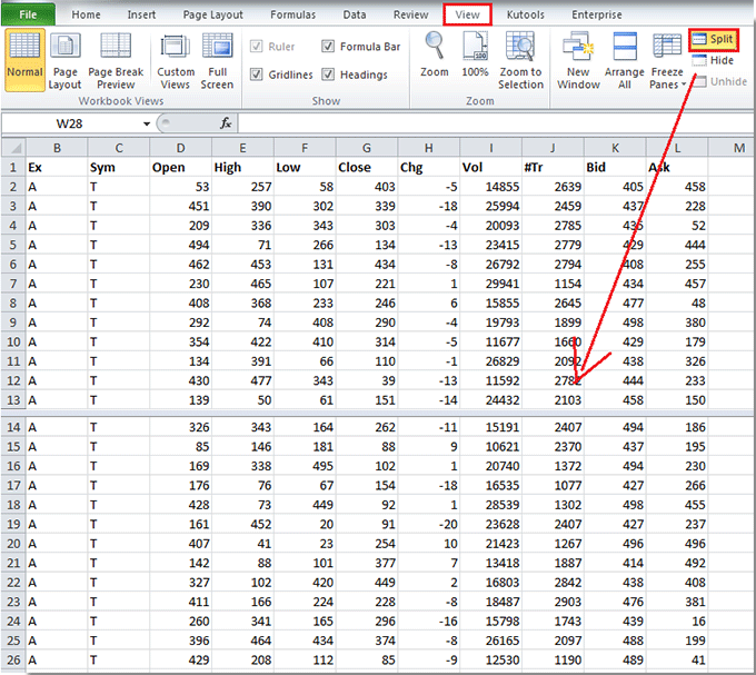 How to split a worksheet into multiple panes in Excel? - Worksheets Library