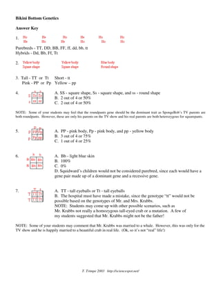 spongebob genetics worksheet
