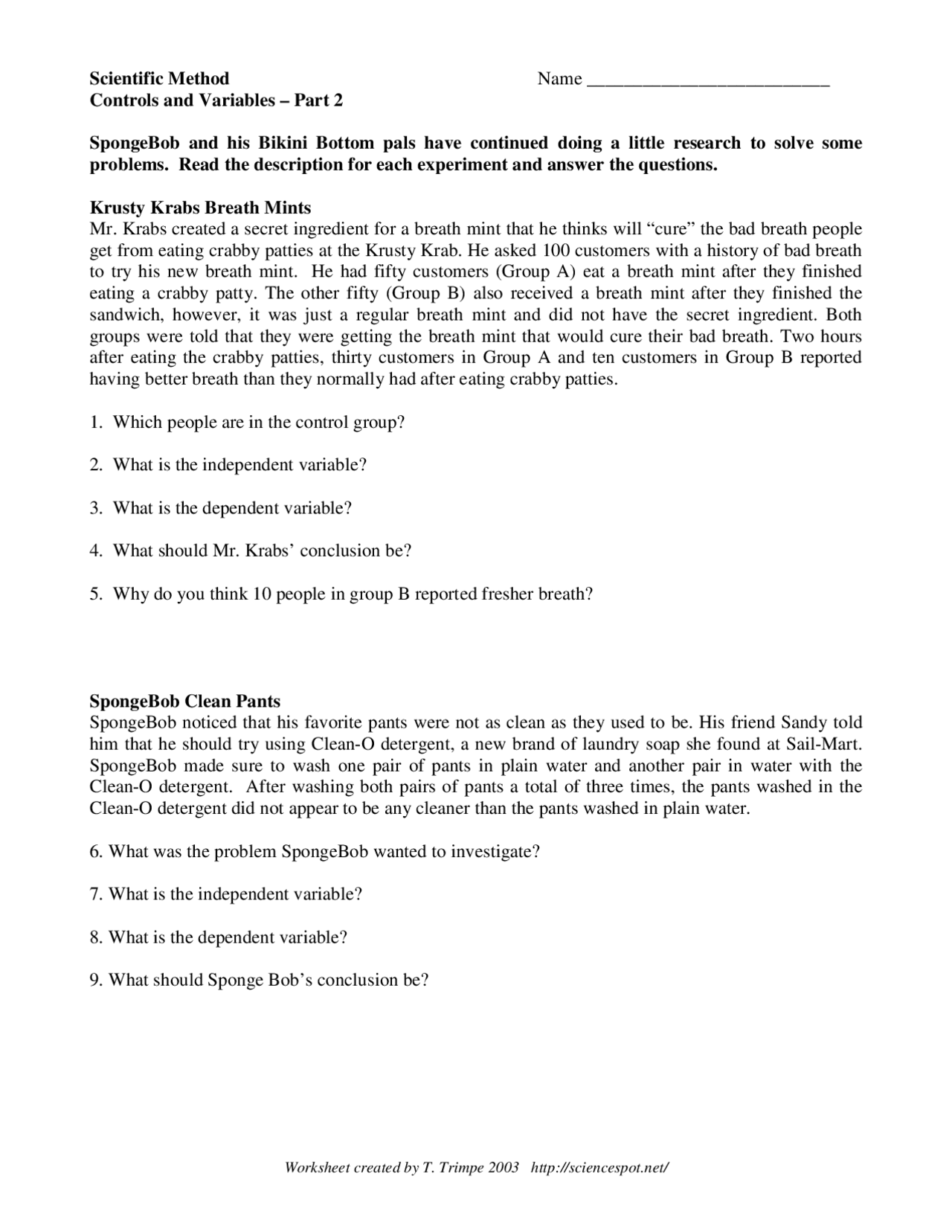 Sponge Bob PDF Worksheets Library