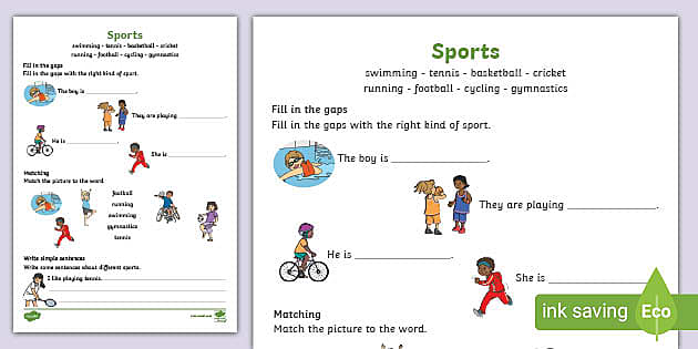 Sports for Kids | Vocabulary Worksheet | Twinkl - Twinkl