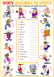 Sports ESL Vocabulary Worksheets