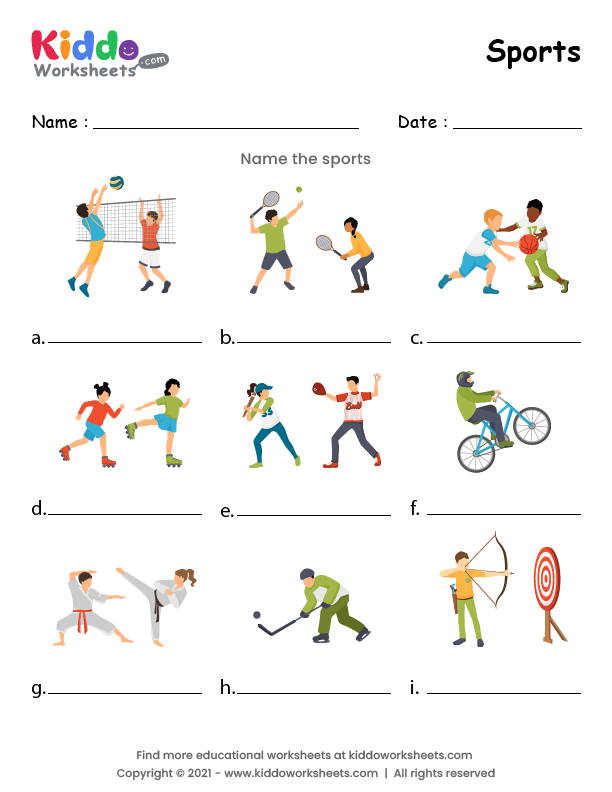 sports worksheet free