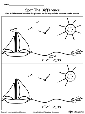 spot the difference worksheet for kindergarten