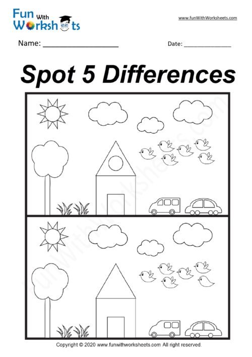 spot the difference worksheet for kindergarten