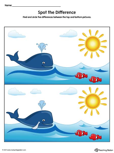 Spot the Difference Worksheet (Color) | MyTeachingStation.com