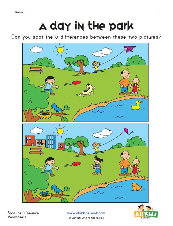 Spot the Difference at the Park Worksheet | Spot the difference ...