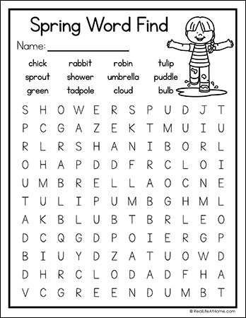 Fun Spring Word List Activities Printable Worksheets (1st - 3rd Grade)