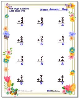 spring addition worksheet for first grade