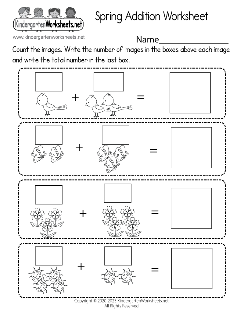 Free Printable Spring Addition Worksheet