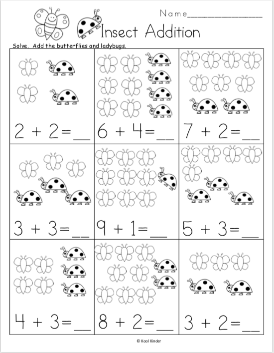 Free Spring Addition For Kindergarten - Adding Insects | Made By ...