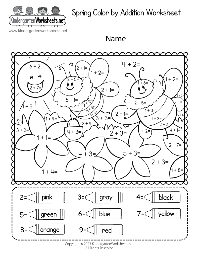 Spring Color by Addition Worksheet - Free Printable, Digital, &amp; PDF