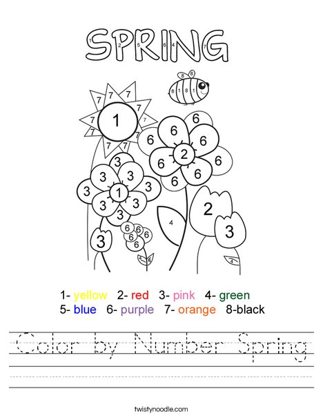 spring color by number worksheet