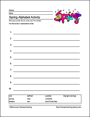 Free Printable Spring-Related Activity Worksheets