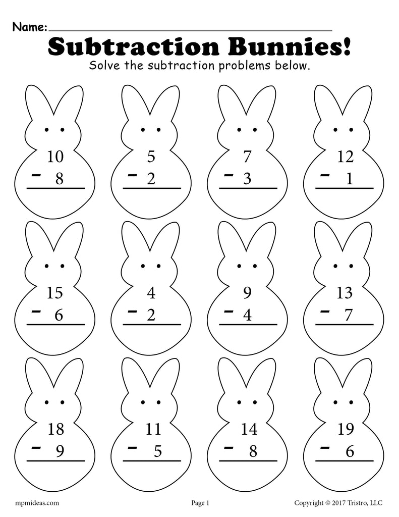 Spring Addition &  Subtraction Worksheets - 3 Versions!