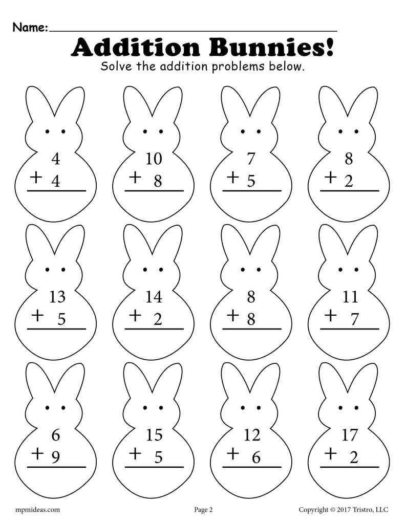 Spring Addition &  Subtraction Worksheets - 3 Versions!