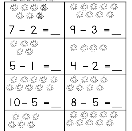 1- Digit Subtraction - Worksheet School