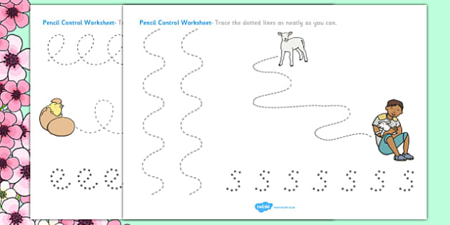 Springtime Pencil Control Worksheets (teacher made) 